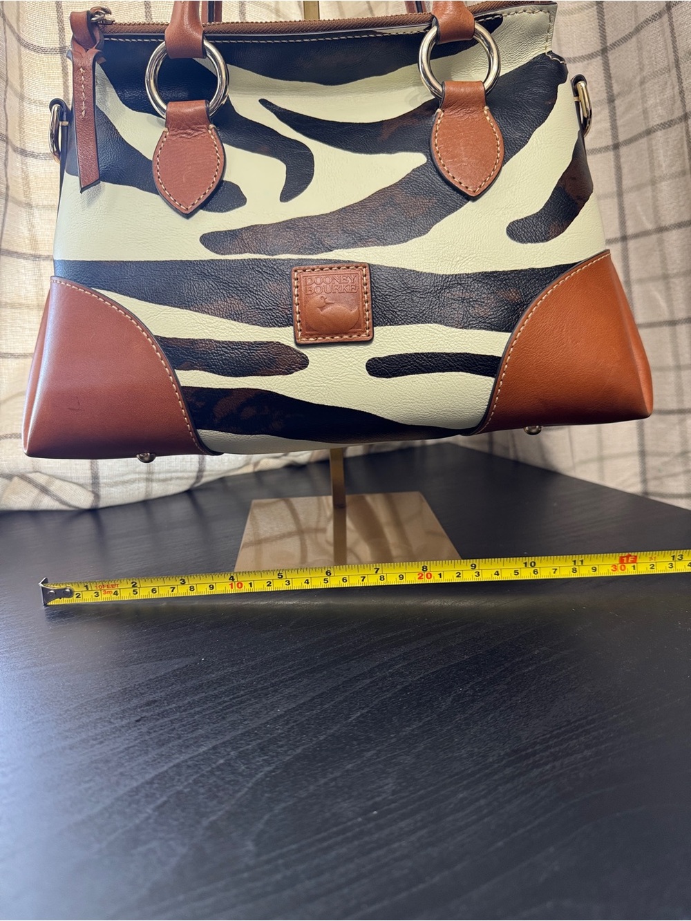Dooney & Bourke Florentine Satchel 30 Zebra Black White Natural - Picture 11 of 11